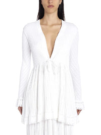 Knitted Falbalas long sleeve cardigan - Scarlet
