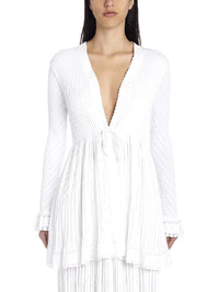 Mesh Falbalas long sleeve cardigan - Scarlet