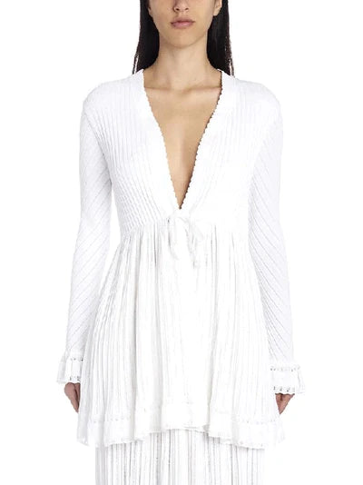Mesh Falbalas long sleeve cardigan - Scarlet