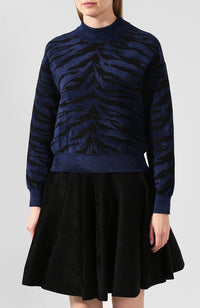 Zebra knitted short jumper - Black & Nude