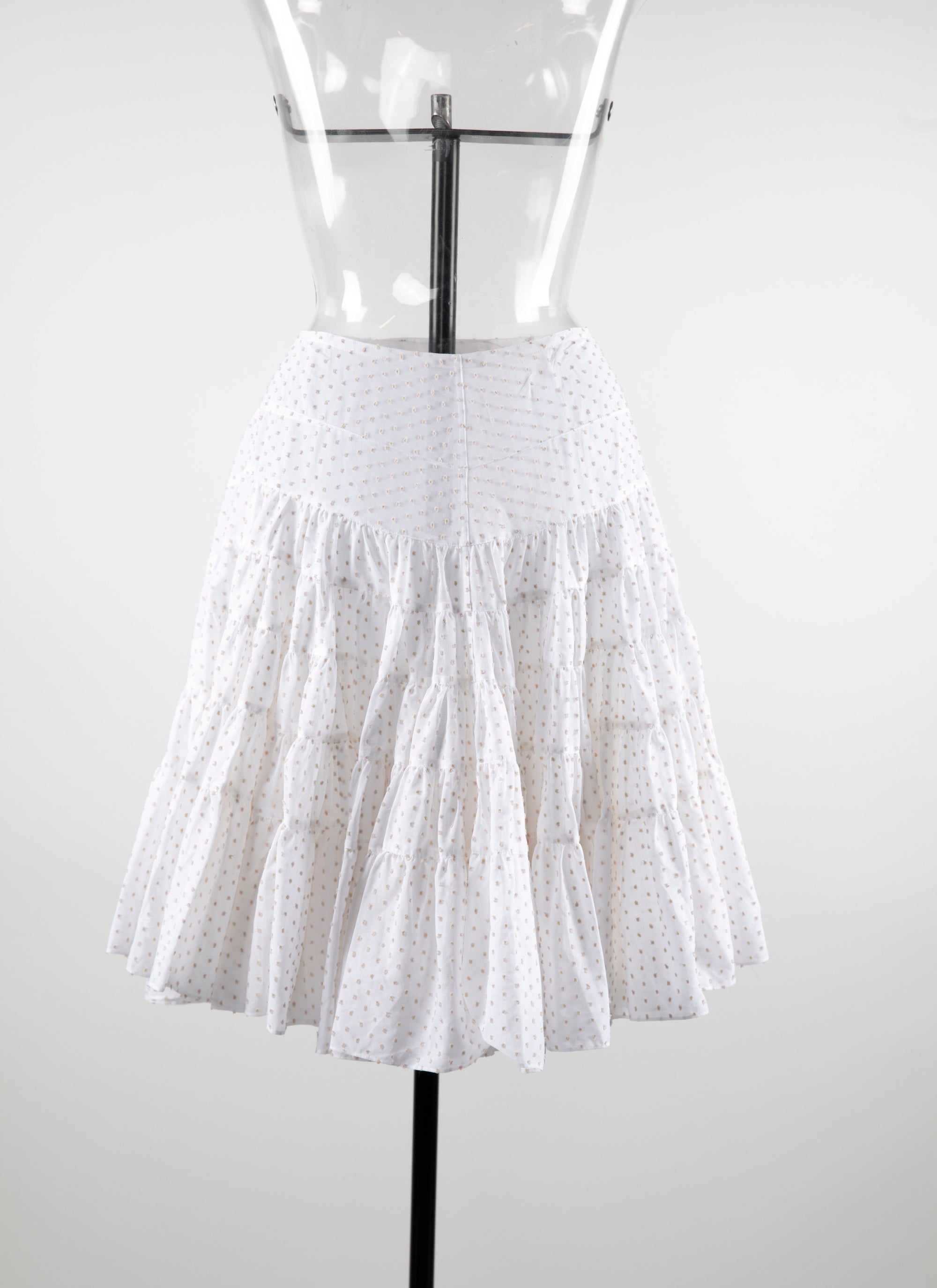 Gathered and pleated short skirt - White & Beige