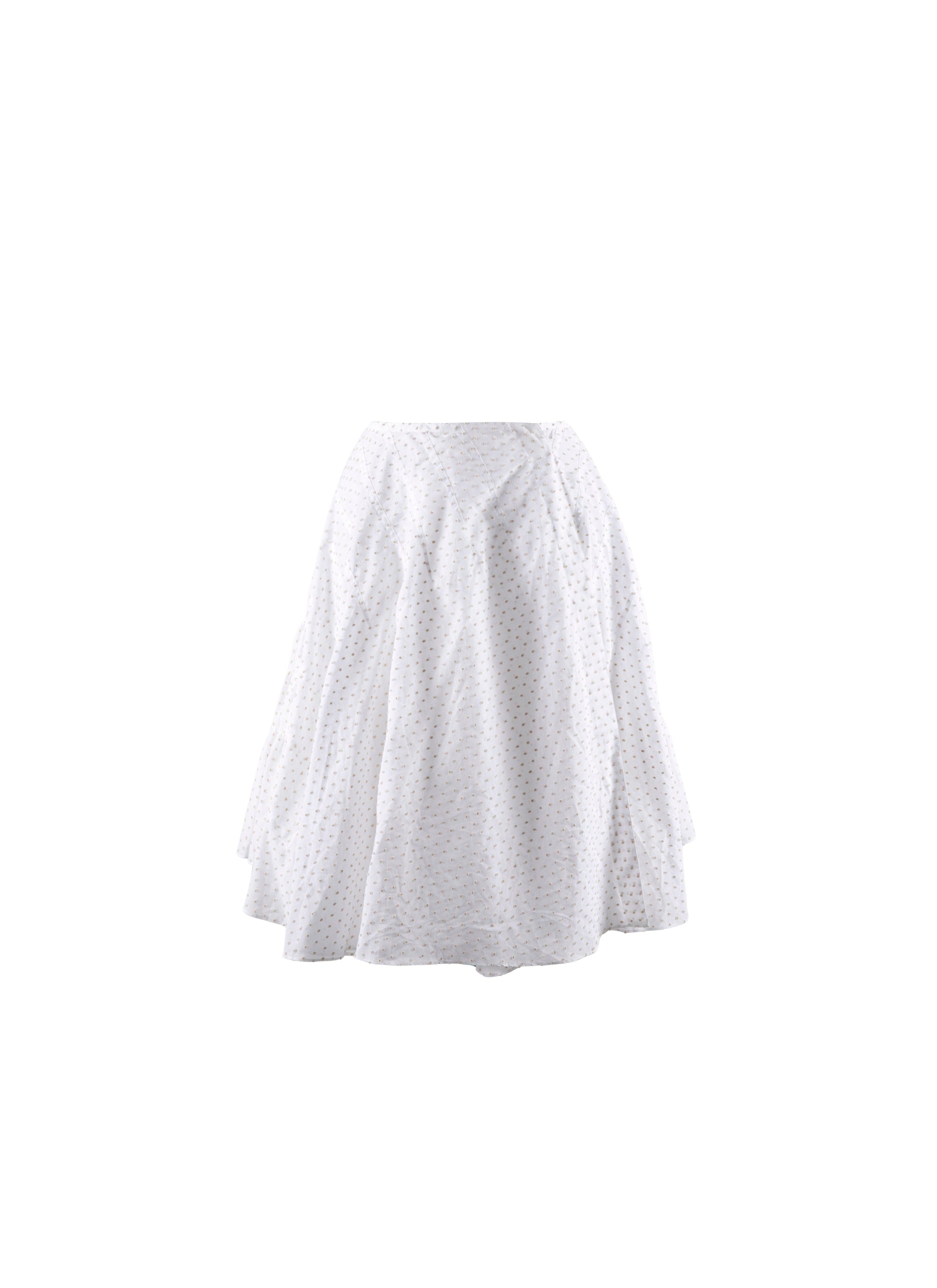 Gathered and pleated short skirt - White & Beige