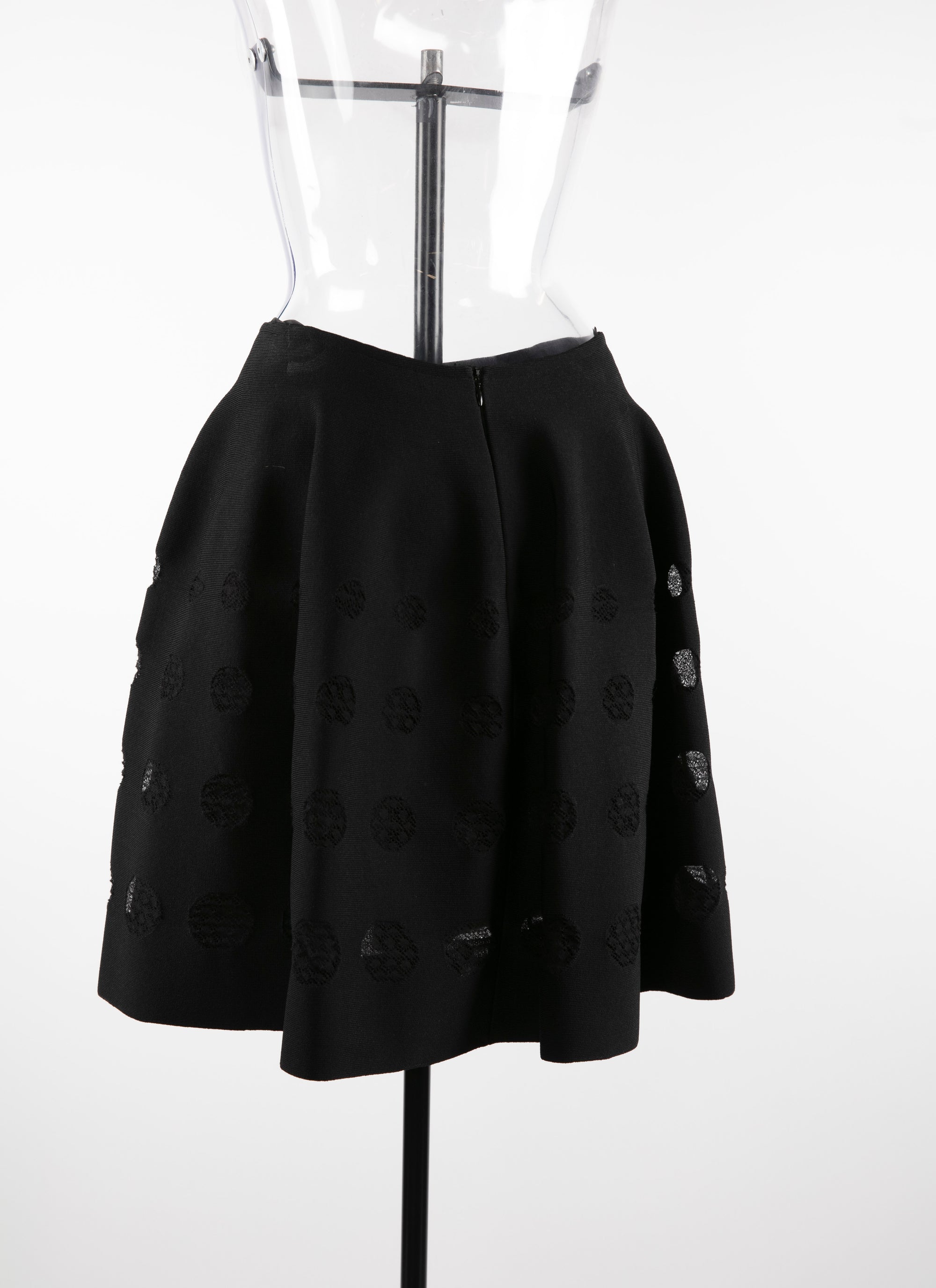 Short skater skirt with lace details - Black intense