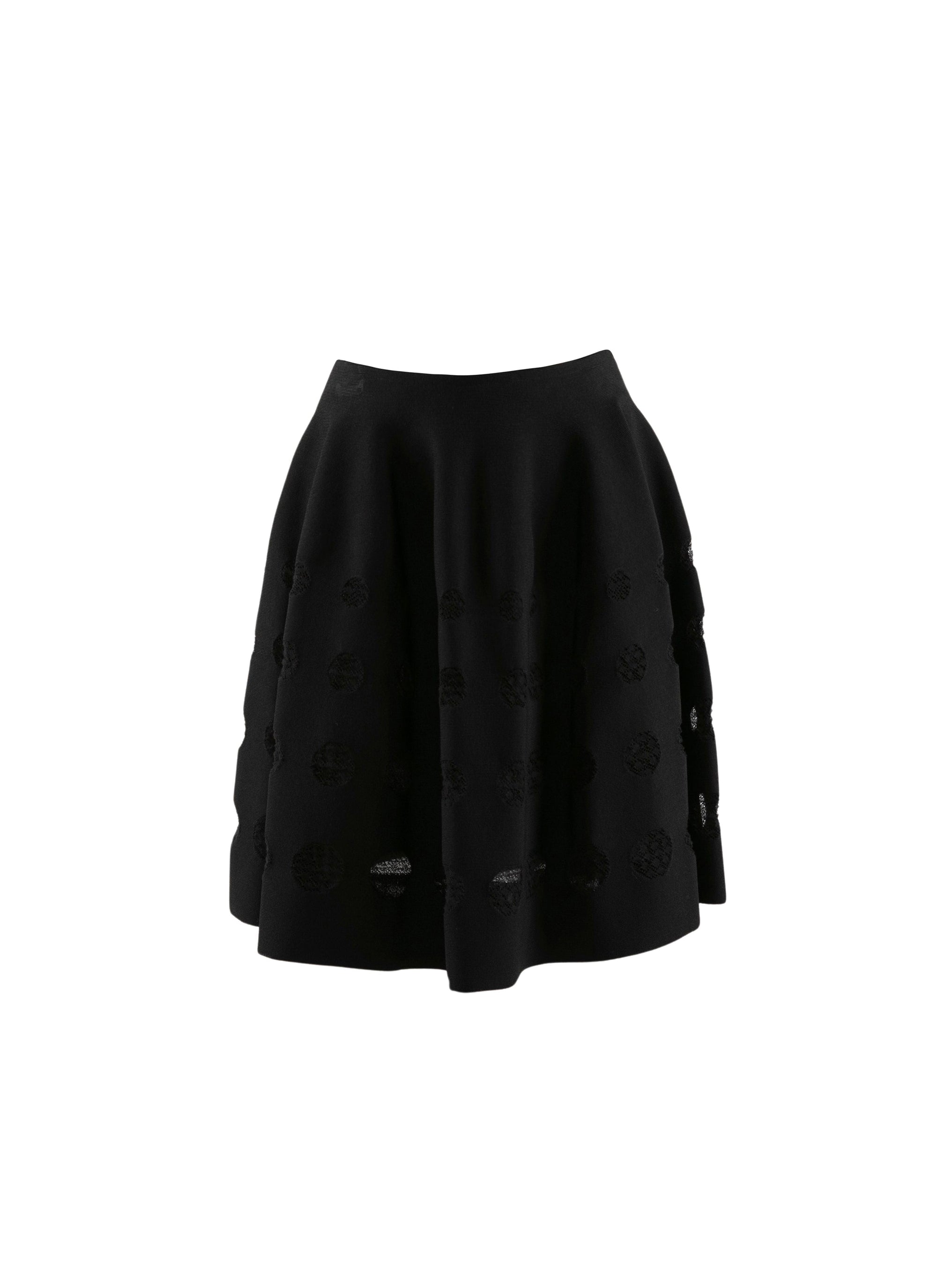Short skater skirt with lace details - Black intense