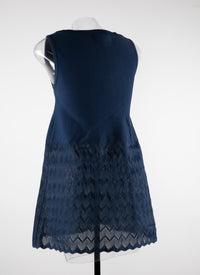 Robe sans manches avec jupe à motif - Marine