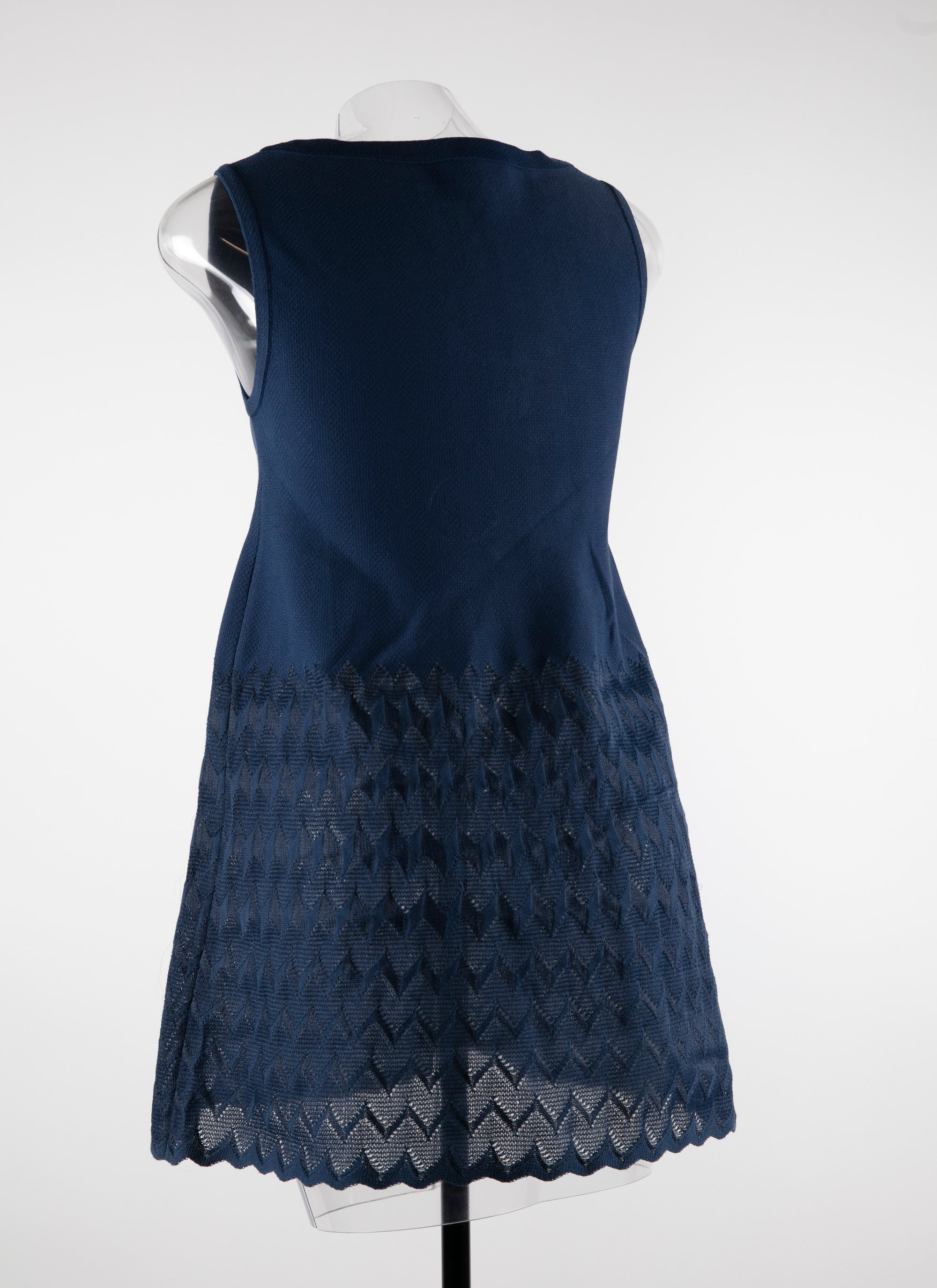 Robe sans manches avec jupe à motif - Marine