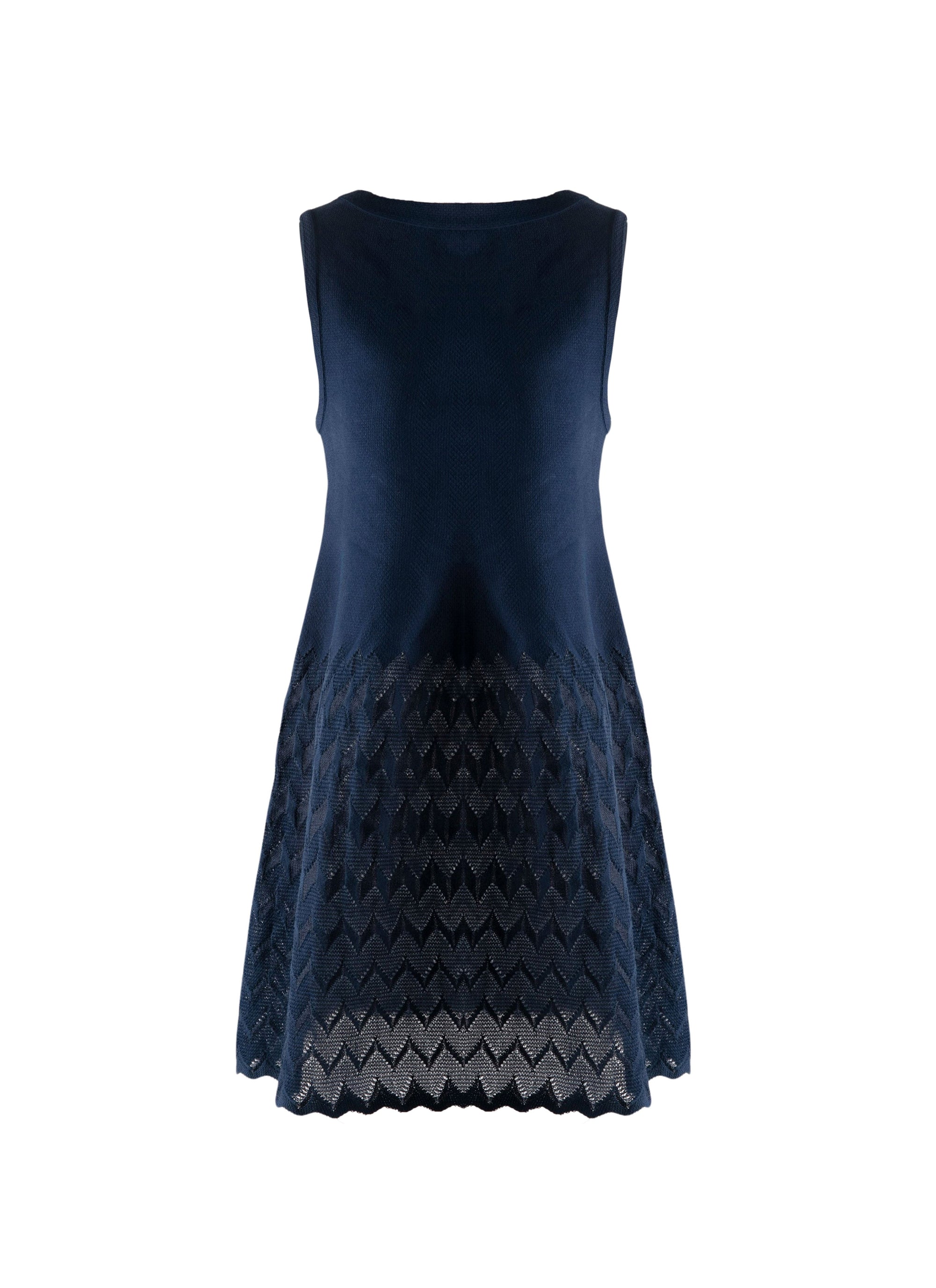 Robe sans manches avec jupe à motif - Marine
