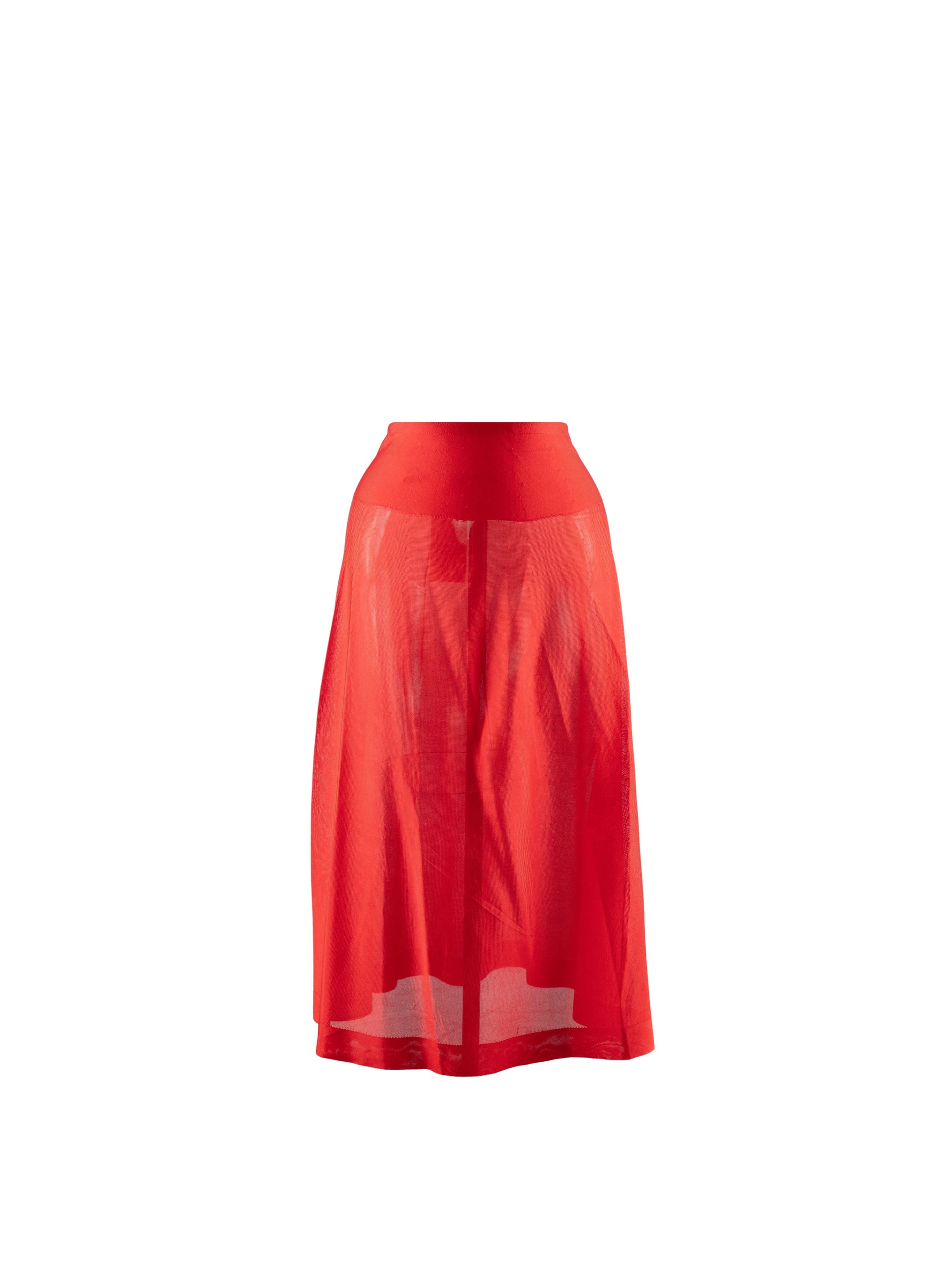 Plain sheer long skirt bottom - Flesh Red