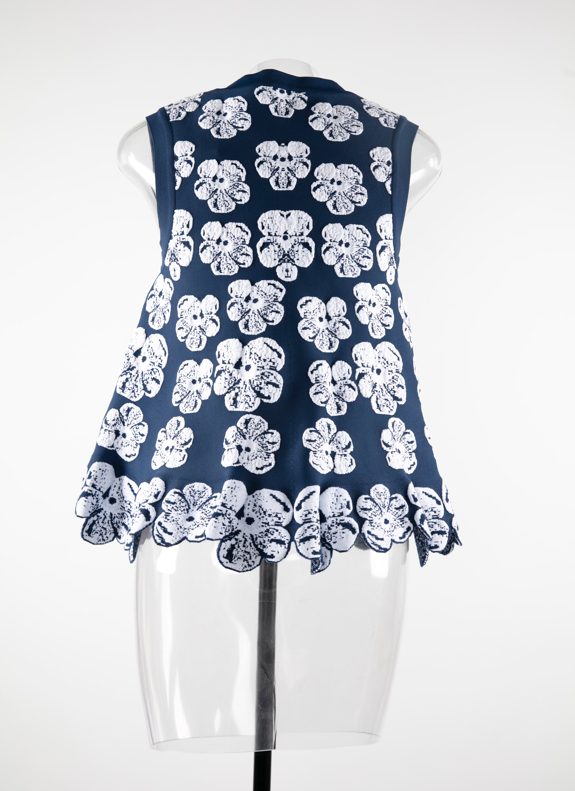 Top sans manches zippé à ourlet festonné - Bleu & Blanc