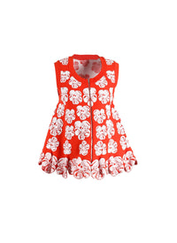 Floral zipped sleeveless top - Orange & White