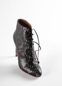 Bottines à plateforme en cuir - Noir & Brun