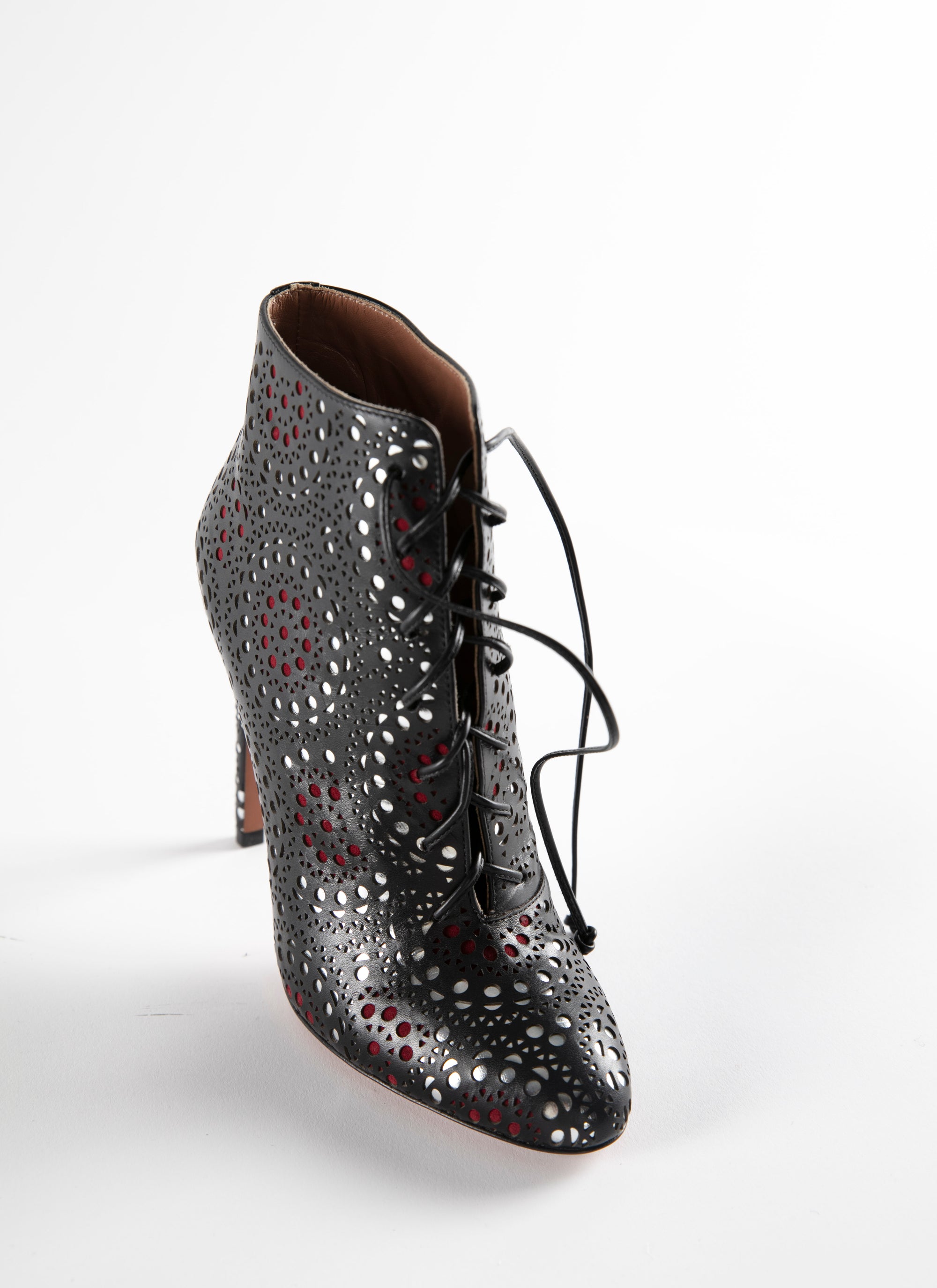 Bottines à plateforme en cuir - Noir & Brun