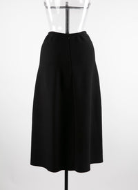 Jupe midi en laine motifs contrastés - Noir & Rouge