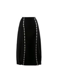 Jupe midi en laine motifs contrastés - Noir & Blanc