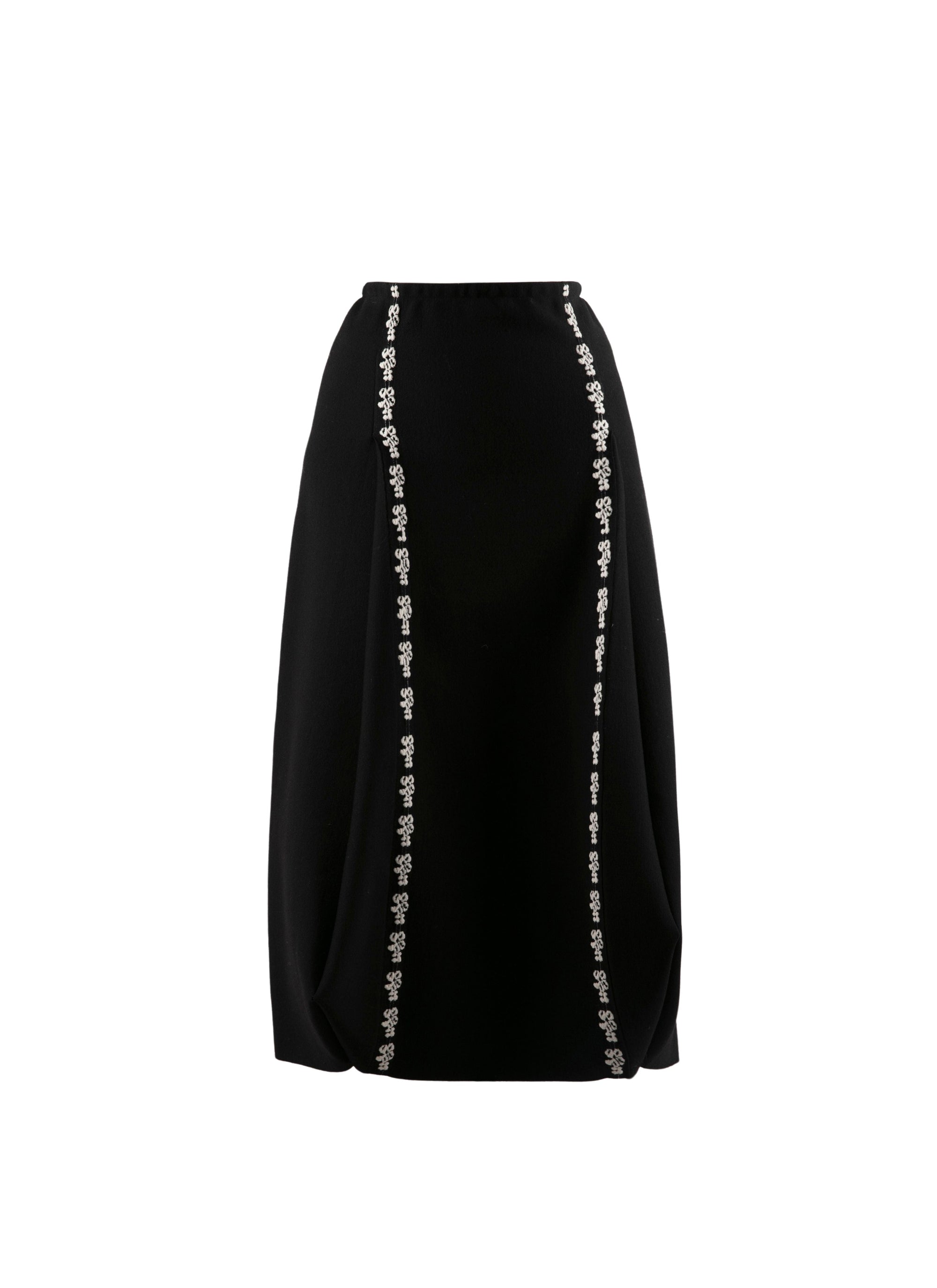 Jupe midi en laine motifs contrastés - Noir & Blanc