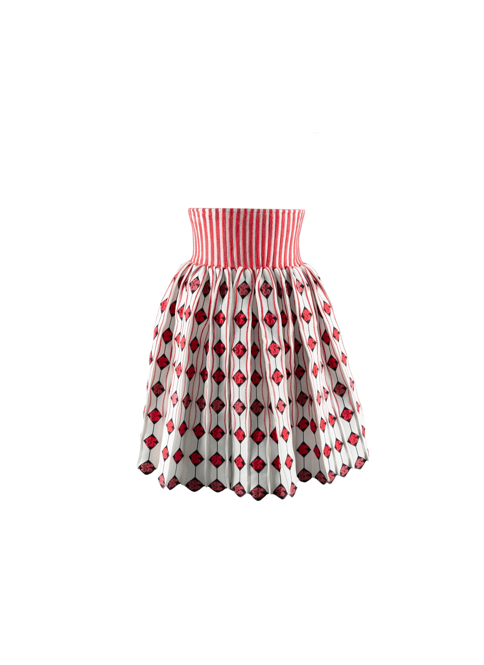 Patterned short skirt with contrast waistband - Multicolor