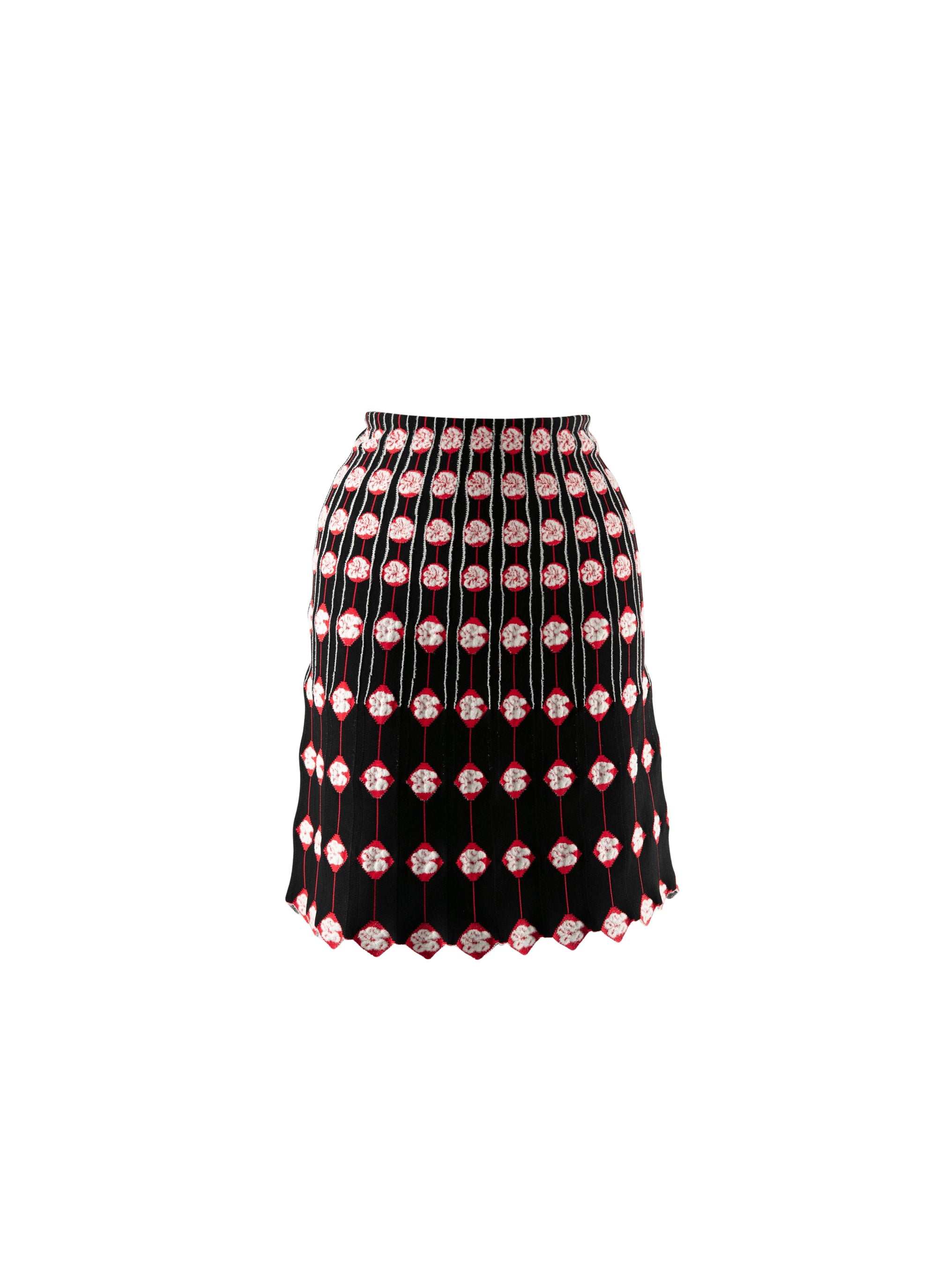 Patterned short straight skirt - Black & Red