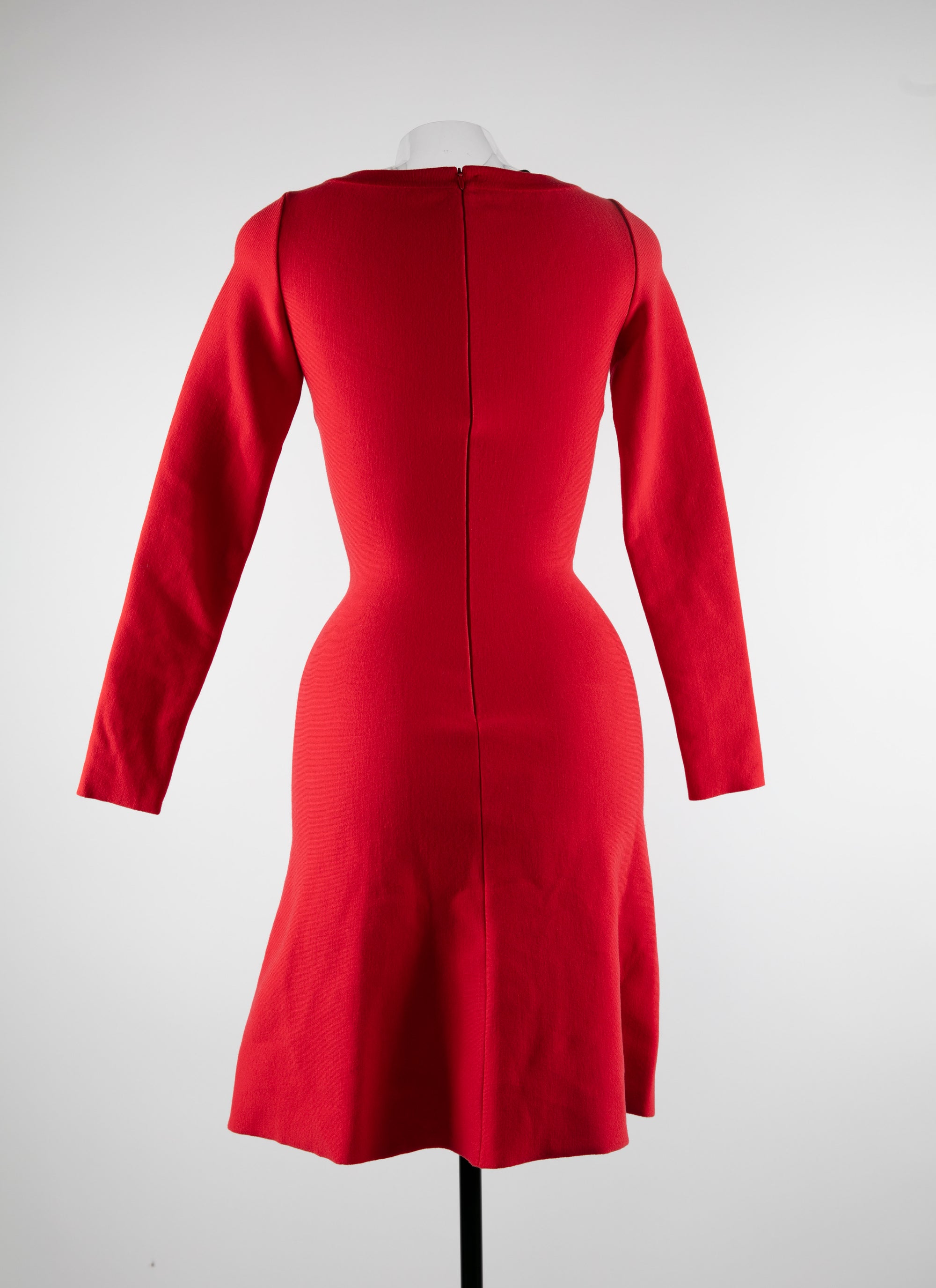 Robe courte à manches longues en laine - Ecarlate