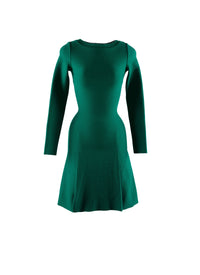 Robe courte à manches longues en laine - Vert