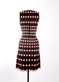 Sleeveless short dress in knitted porcelain - Multicolour Beige