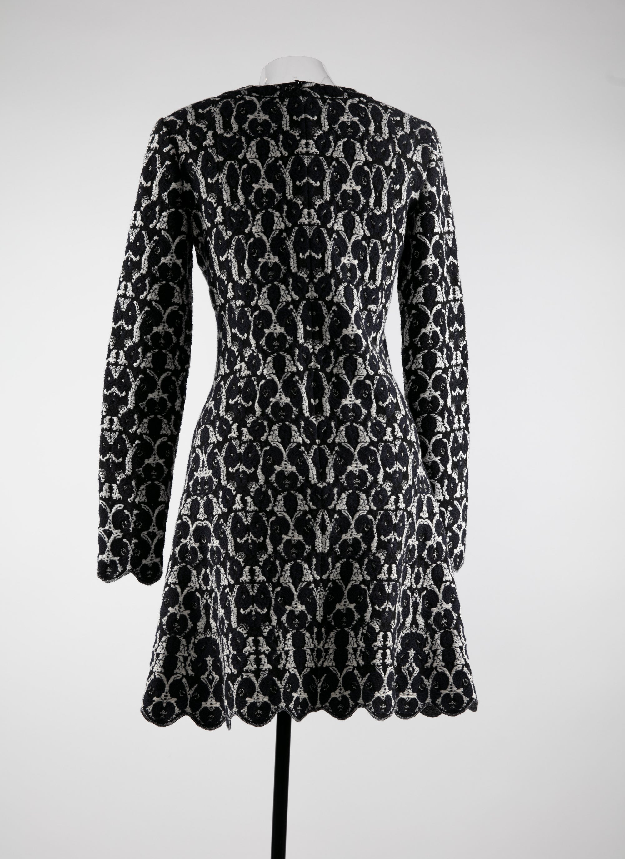 Scalloped hem short wool skater dress - Multicolour