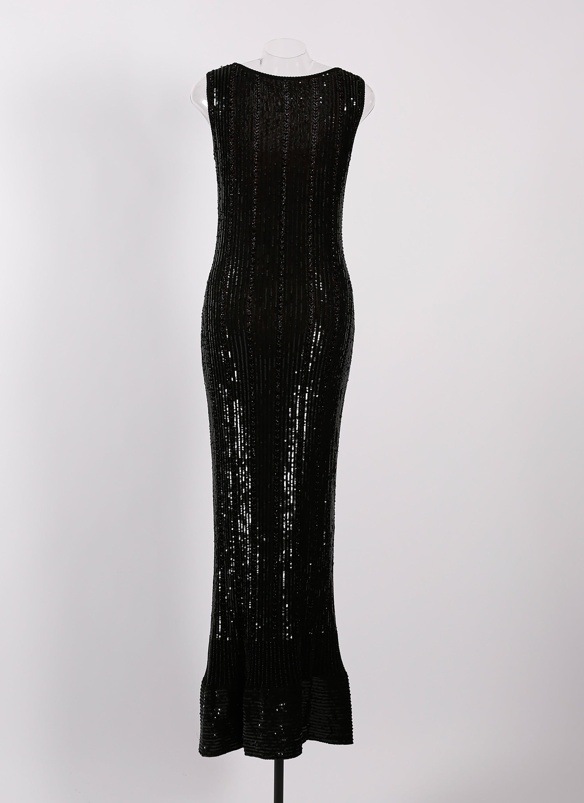Robe longue brodée à sequins - Noir