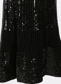 Robe longue brodée à sequins - Noir