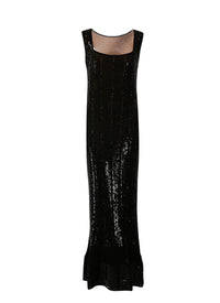 Robe longue brodée à sequins - Noir