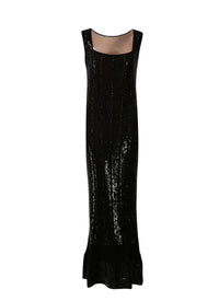 Robe longue brodée à sequins - Noir