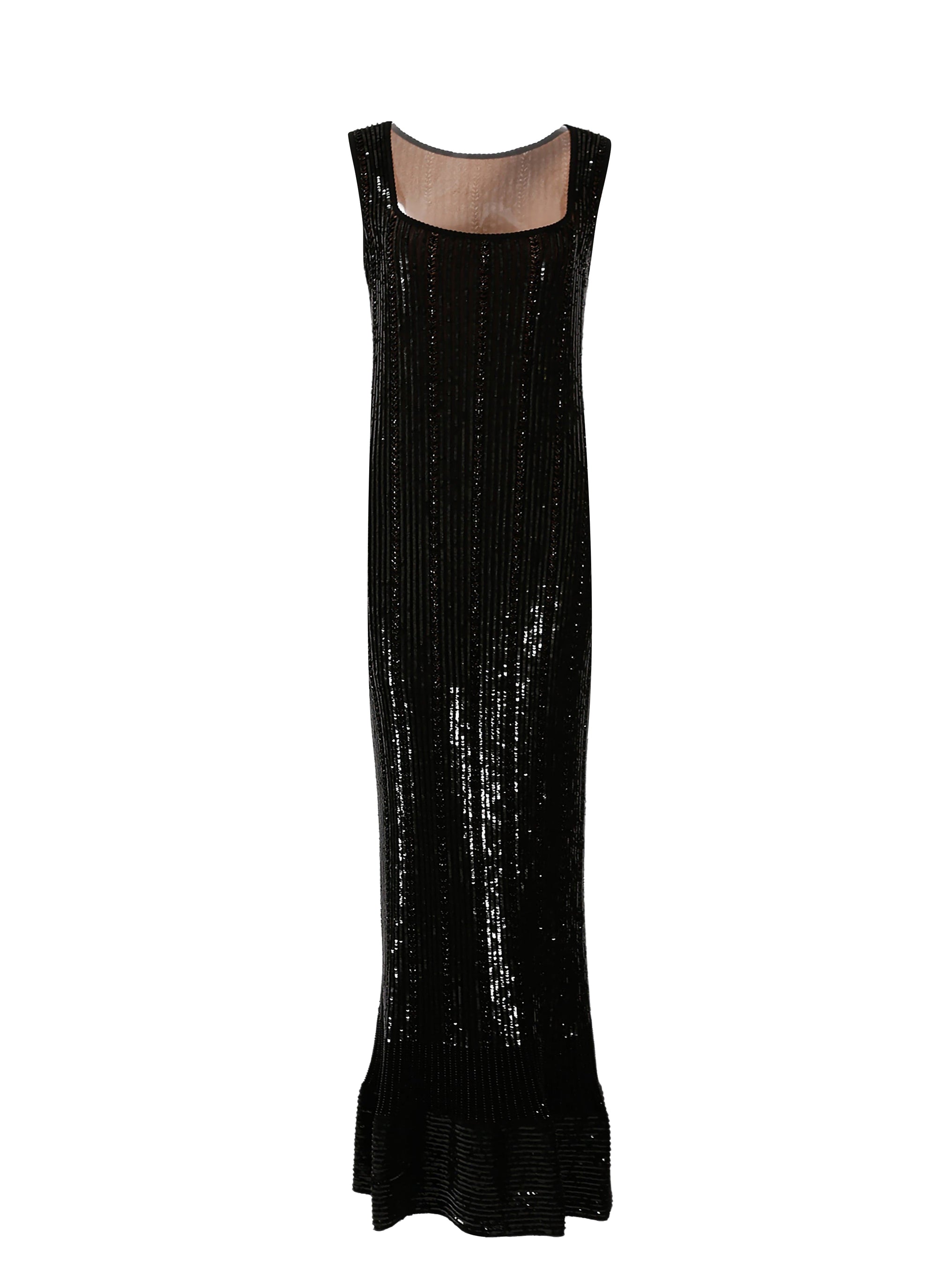 Robe longue brodée à sequins - Noir