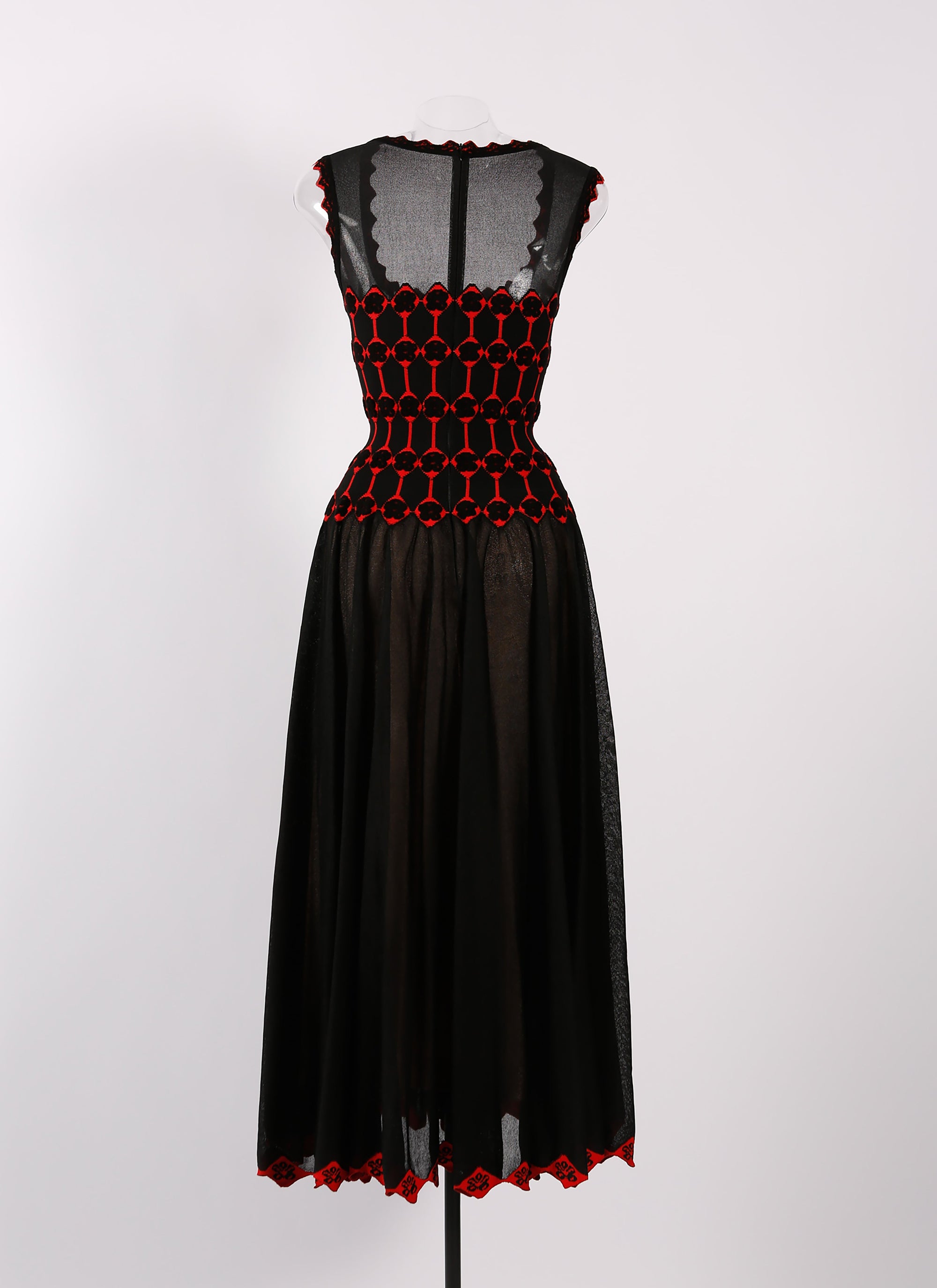 Robe longue sans manches Azulejos en soie - Noir & Rouge