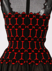 Robe longue sans manches Azulejos en soie - Noir & Rouge