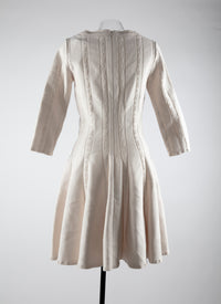 Robe courte à manches 3/4 en laine - Blanc Nacre