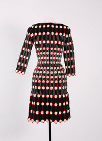 3/4 sleeve short dress in knitted porcelain - Multicolour Vanilla