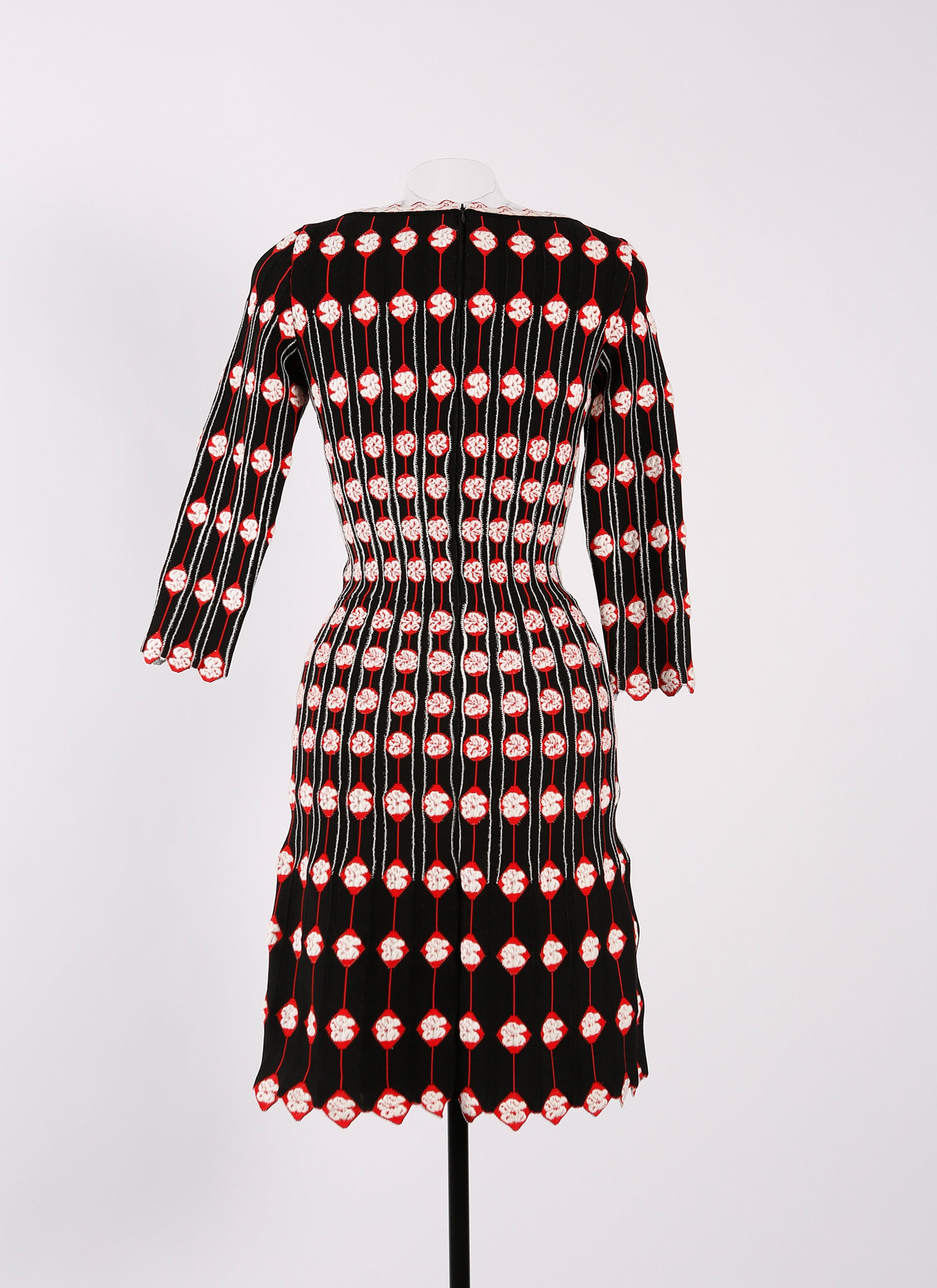 3/4 sleeve short dress in knitted porcelain - Multicolour Vanilla