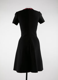 Short wool floral dress - Black & Red