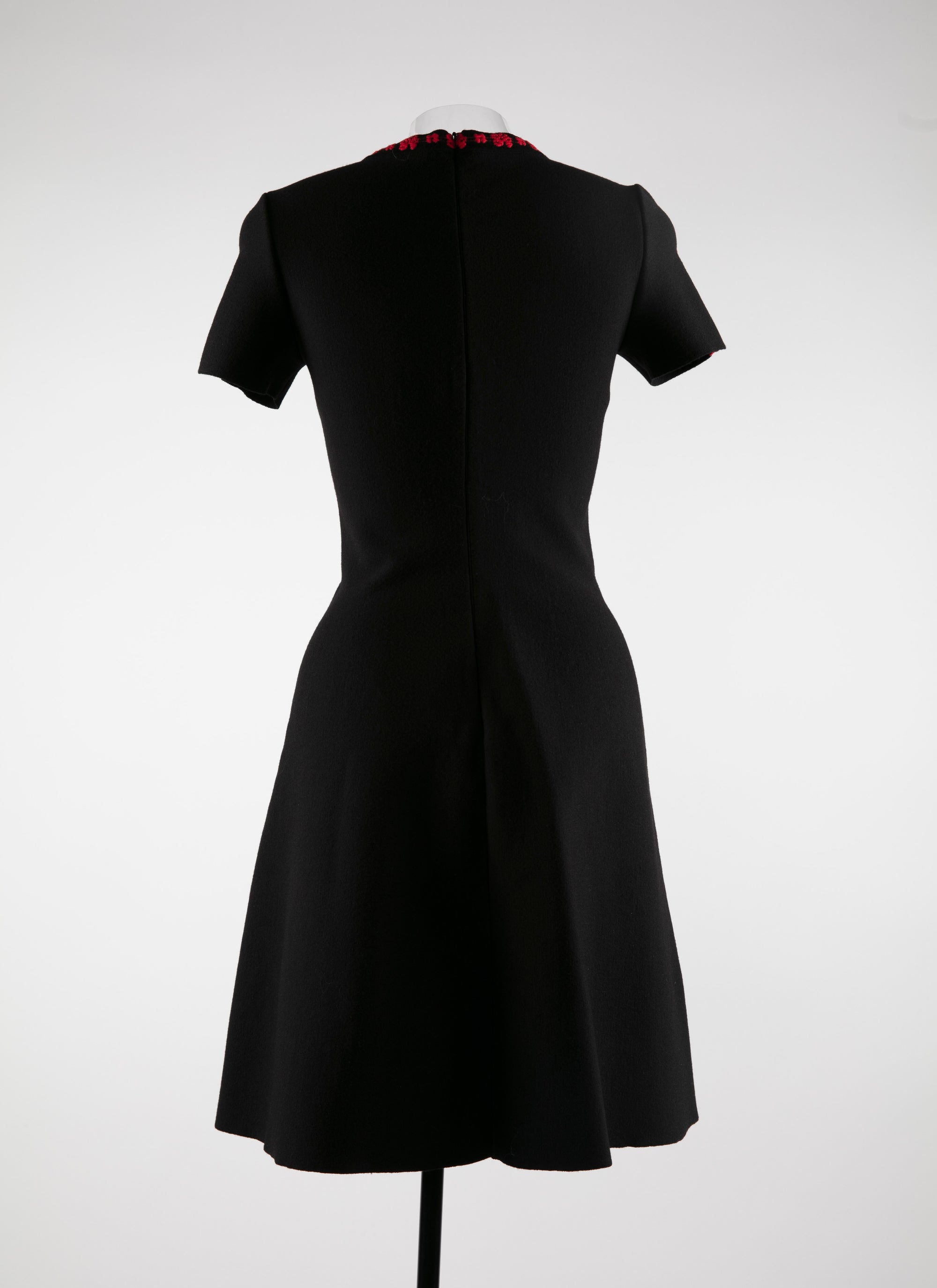 Short wool floral dress - Black & Red