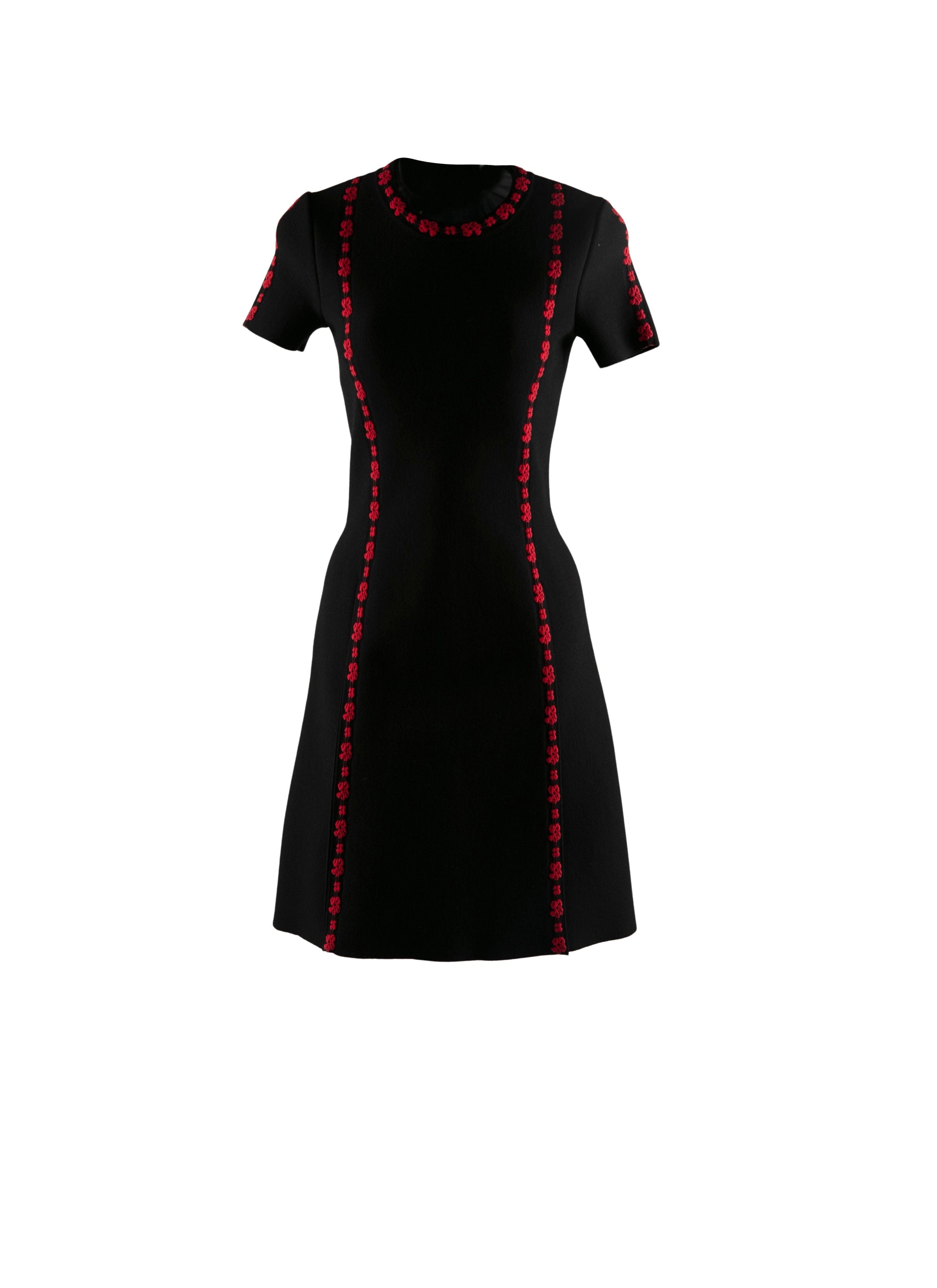 Short wool floral dress - Black & Red