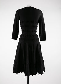 Robe droite à manches 3/4 Azulejos en maille - Noir