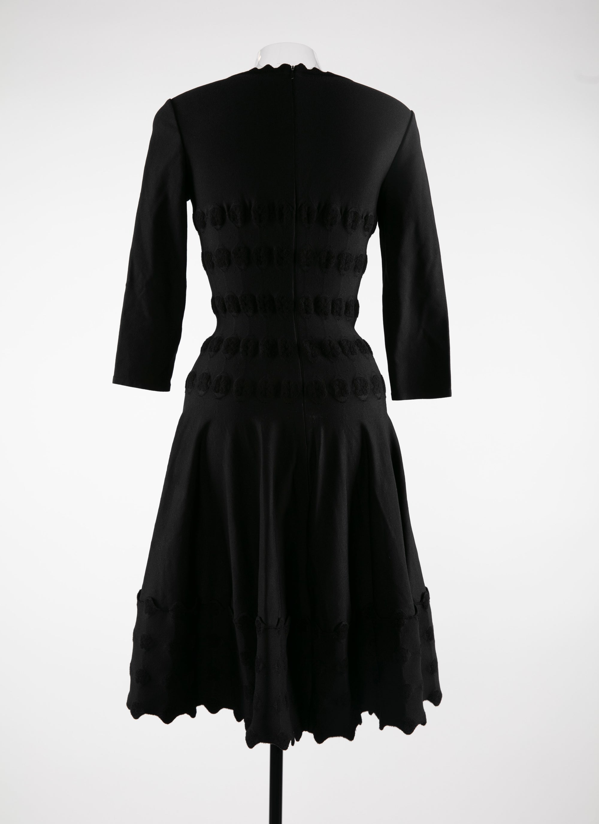Robe droite à manches 3/4 Azulejos en maille - Noir