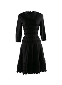 Robe droite à manches 3/4 Azulejos en maille - Noir