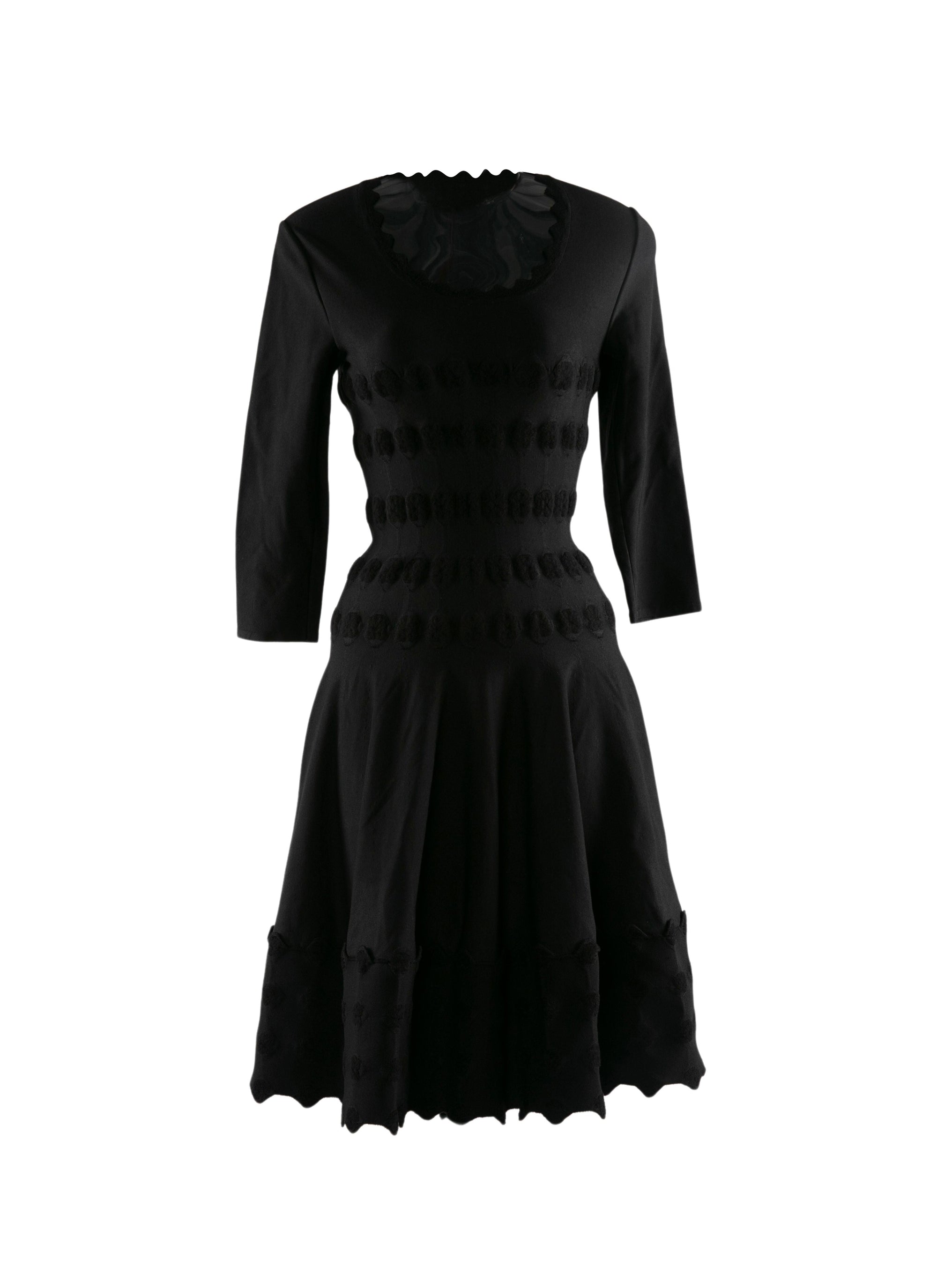 Robe droite à manches 3/4 Azulejos en maille - Noir