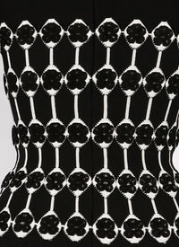 Azulejos knitted 3/4 sleeve straight dress - Black & White