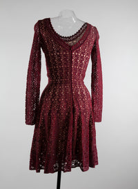 Robe courte en dentelle à col festonné - Rubis Metal