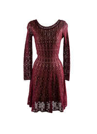 Robe courte en dentelle à col festonné - Rubis Metal