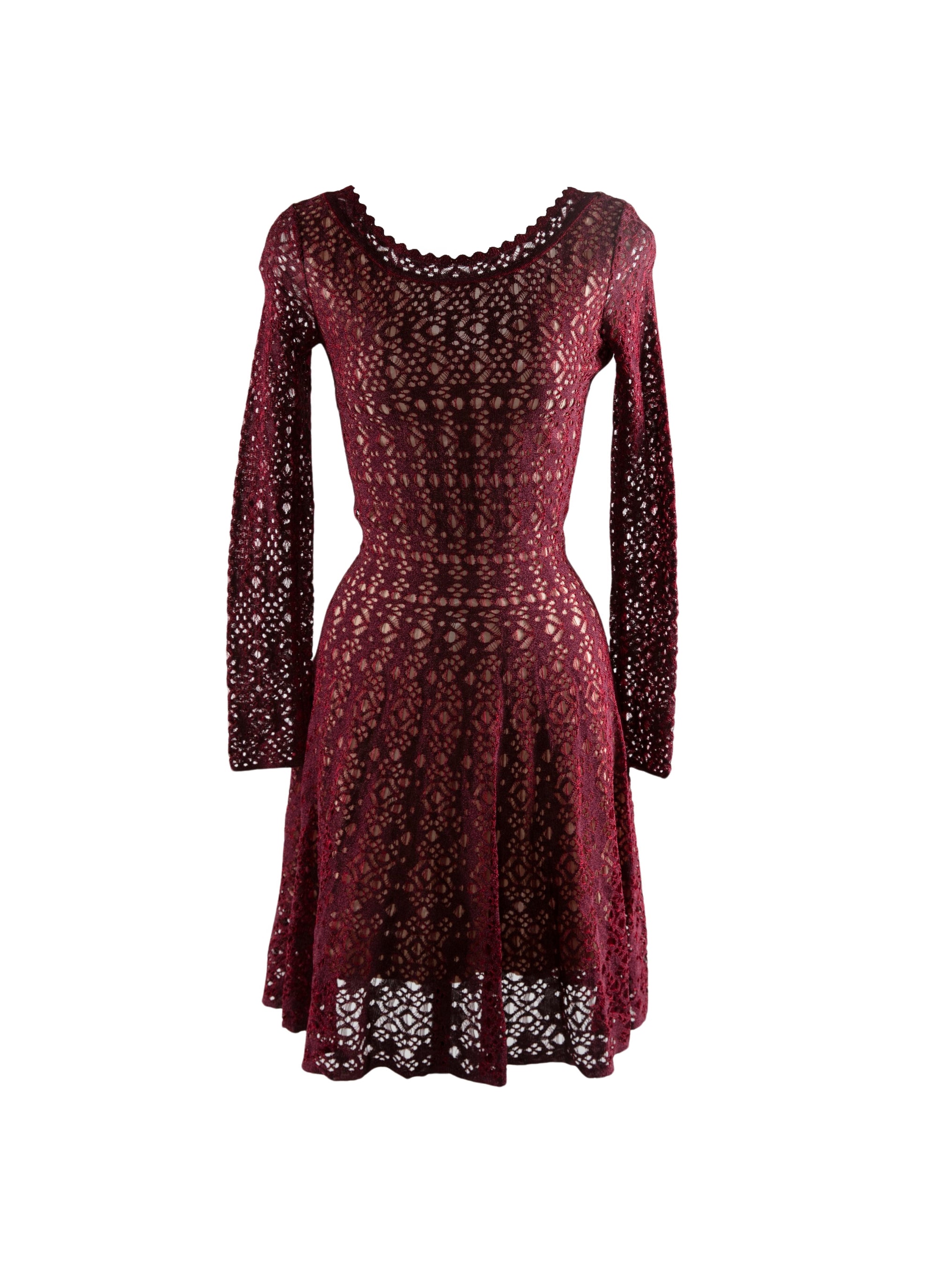 Robe courte en dentelle à col festonné - Rubis Metal
