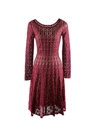 Long-sleeved lace dress with scalloped collar - Ruby Metal