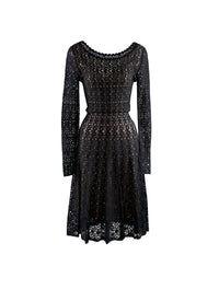 Robe à manches longues en dentelle à col festonné - Nuit Metal