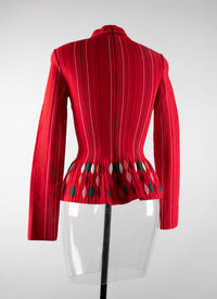 Pull manches longues à motif coloré - Rouge