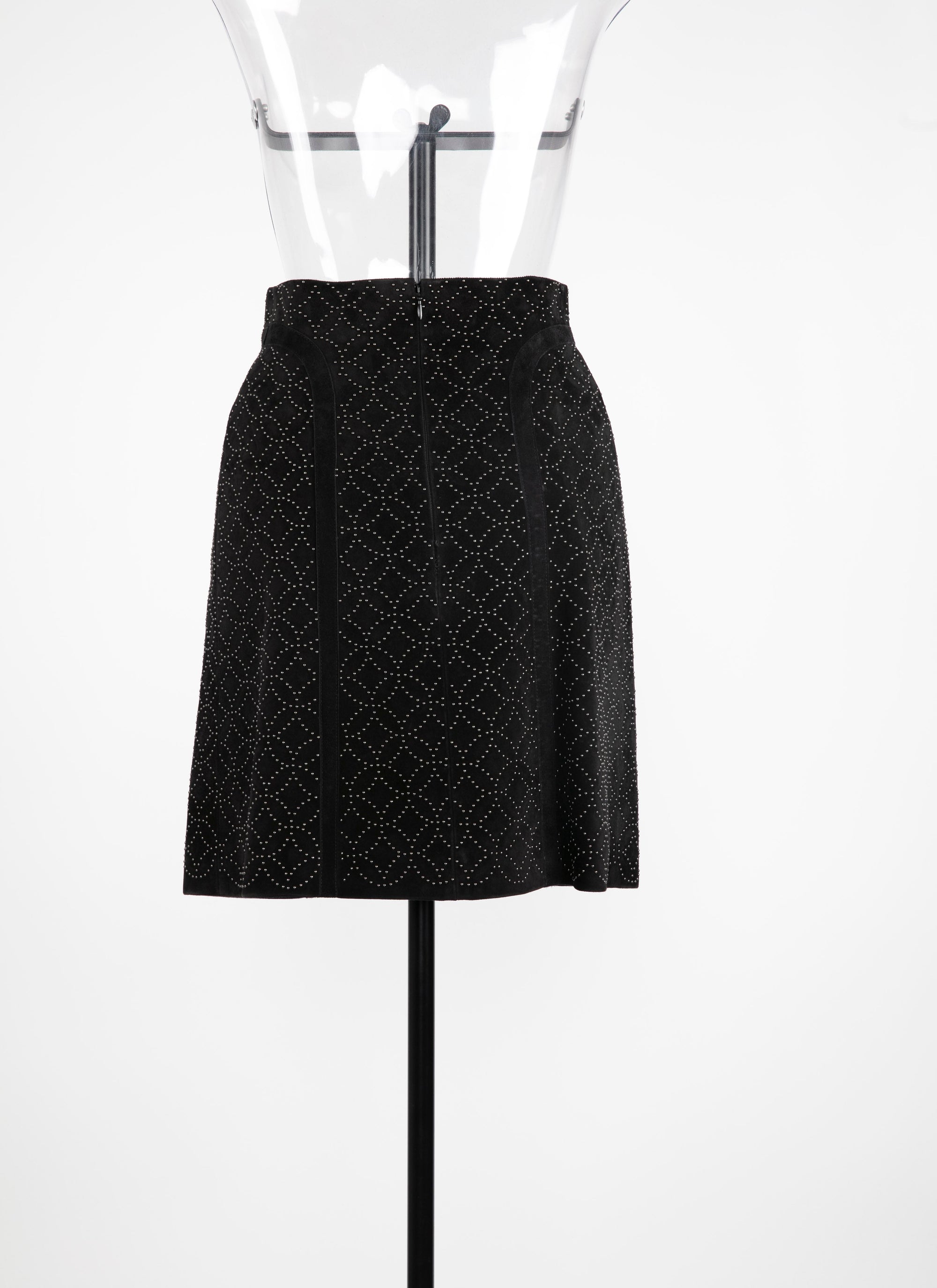 Suede leather short skirt - Black intense